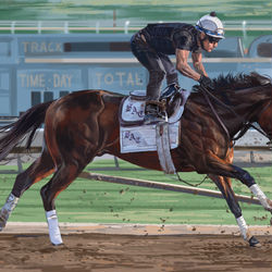 This is a pixiv picture whose title is ある競馬場の朝.