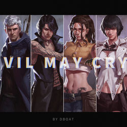 This is a pixiv picture whose title is HEROES OF DMC5.