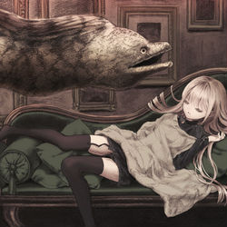 This is a pixiv picture whose title is まどろみウツボちゃん.
