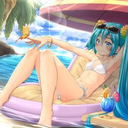 This is a pixiv picture whose title is 初音ミクさんと南国.