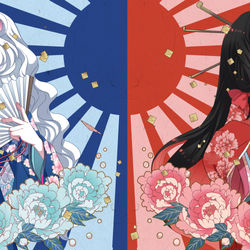 This is a pixiv picture whose title is ご依頼絵【初心者にもやさしい改作落語 壱・弐】.