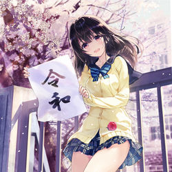 This is a pixiv picture whose title is 新元号と女子高生.