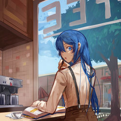 This is a pixiv picture whose title is lucina at the coffee shop.