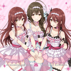 This is a pixiv picture whose title is 【SC1stAnniv.】大崎甘奈＆桑山千雪＆大崎甜花.
