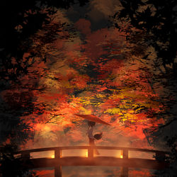 This is a pixiv picture whose title is 夜紅葉.