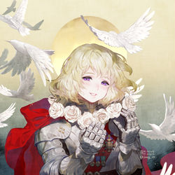 This is a pixiv picture whose title is her knight.