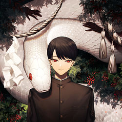 This is a pixiv picture whose title is 白蛇様の通り道.