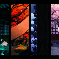 This is a pixiv picture whose title is 囲の庭.