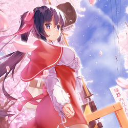 This is a pixiv picture whose title is 嵐電桜.