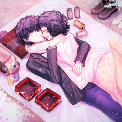 This is a pixiv picture whose title is お花見（主貞.