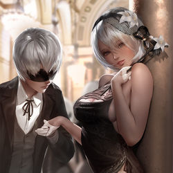 This is a pixiv picture whose title is 2B Masquerade.