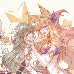 This is a pixiv picture whose title is Soraka ☆ Ahri.