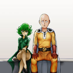 This is a pixiv picture whose title is Tatsumaki & Saitama.