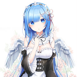 This is a pixiv picture whose title is 長髪 レム.