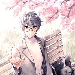 This is a pixiv picture whose title is 桜雨.