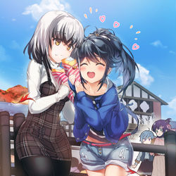 This is a pixiv picture whose title is 由依×夜見in〇宿駅.
