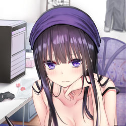 This is a pixiv picture whose title is 見られていると描きづらい.