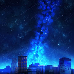 This is a pixiv picture whose title is 眠らない街.