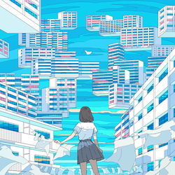 This is a pixiv picture whose title is 無限団地.