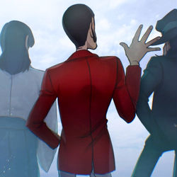 This is a pixiv picture whose title is この三人大好きだなって.