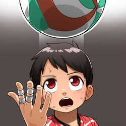 This is a pixiv picture whose title is 習作「サーブトス」.
