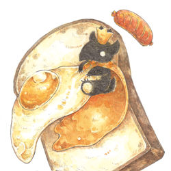 This is a pixiv picture whose title is 焼きたてベッドの上でおやすみ.