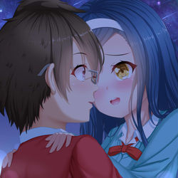 This is a pixiv picture whose title is 星空下.