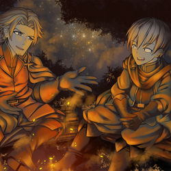 This is a pixiv picture whose title is 友との旅路.