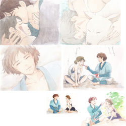 This is a pixiv picture whose title is すやすや＆にんげんの食文化に触れるシリーズ（？）.