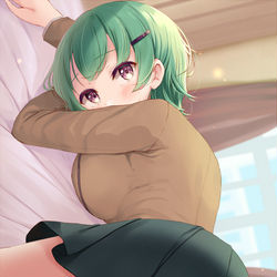 This is a pixiv picture whose title is 緑髪娘.