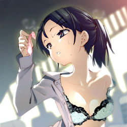 This is a pixiv picture whose title is ポニテと倉庫.
