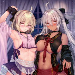 This is a pixiv picture whose title is メイド沖田さんとめいどおきたちゃん.