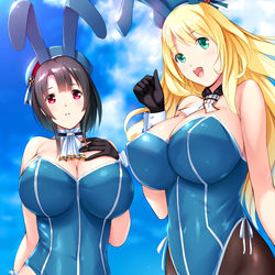 This is a pixiv picture whose title is あた＆たかさんがバニー仕様でお出迎え.