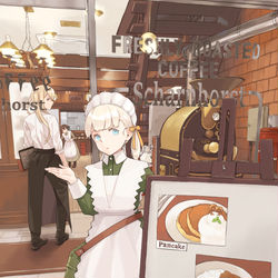 This is a pixiv picture whose title is 喫茶店「Scharnhorst」.
