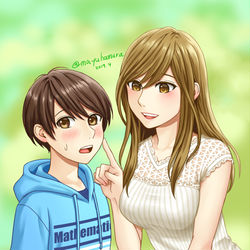 This is a pixiv picture whose title is 頬をつつく.