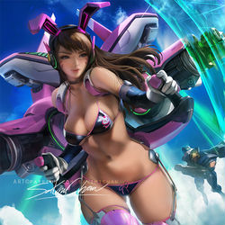 This is a pixiv picture whose title is Bunny Mech D.va 机械兔子D.va.