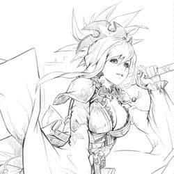 This is a pixiv picture whose title is FGO Musashi Sketch.