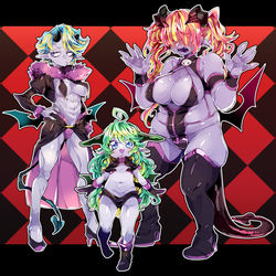 This is a pixiv picture whose title is ポンコツサキュバス三姉妹.