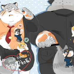 This is a pixiv picture whose title is 【けもケット8】猫俣社長とちまりちゃん本【新刊①】.