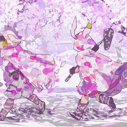 This is a pixiv picture whose title is あおりんご桜迷彩.