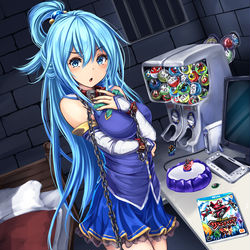 This is a pixiv picture whose title is アクア様「女神である私を穢すつもり？」.