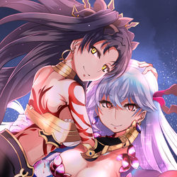 This is a pixiv picture whose title is 邪神と魔王.