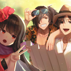 This is a pixiv picture whose title is 水着土佐組.