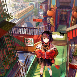 This is a pixiv picture whose title is わたしの街.
