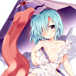 This is a pixiv picture whose title is 裸エプロン小傘ちゃん.