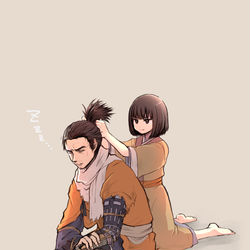 This is a pixiv picture whose title is 狼の髪を結ってやろう.