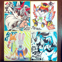 This is a pixiv picture whose title is けもケット8色紙販売.