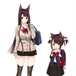 This is a pixiv picture whose title is 赤城（学生風）.