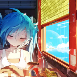 This is a pixiv picture whose title is miku 打盹.