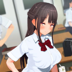 This is a pixiv picture whose title is たくし上げJK.